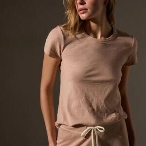 STANDARD James Perse  | M | T Shirt Top women's sheer slub crew neck tee  brown